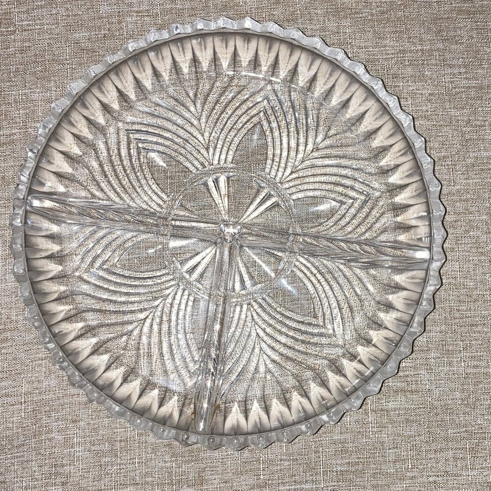 VINTAGE 7" ROUND CRYSTAL SERVING DISH